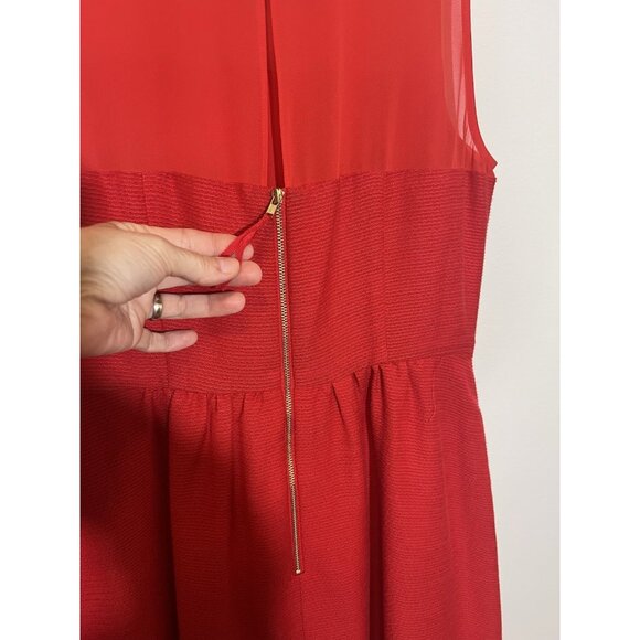 Anthropologie Maeve Lattice Neck Dress Red Size 10 Petite Fit Flare Zipper - Picture 10 of 14